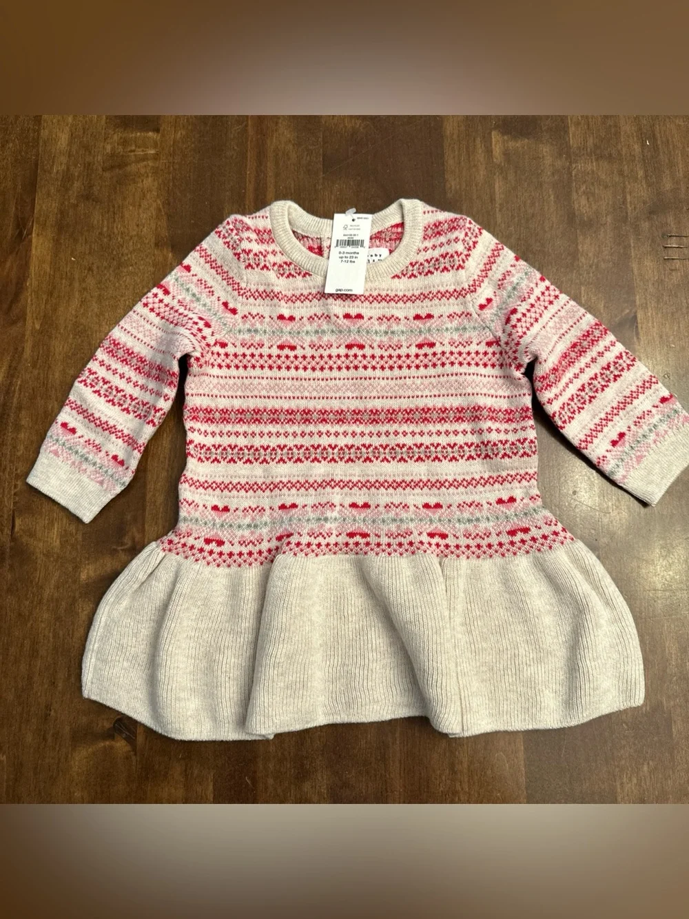 Gap Girls Fair Isle sweater dress size 0-3 months Fall Winter Hearts NEW